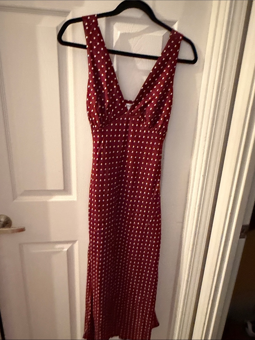 Persaya Burgundy Polka Dot Maxi Dress